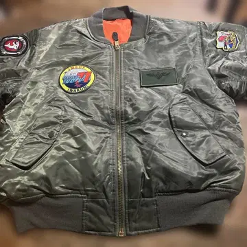 MILITARYMA-1 플라이트 자켓 엠블럼 부착 올리브 그린 L 사이즈