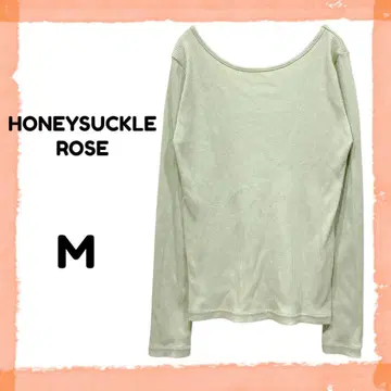 허니서클 로즈 여성용 긴팔 리브 니트 M 옐로우 그린 무지 봄 얇은 소재