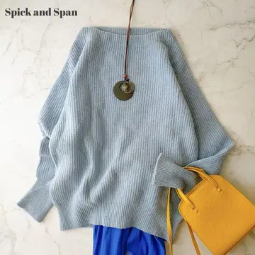 스픽 앤 스팬 블루 보트넥 울 캐시미어 스웨터 꽈배기