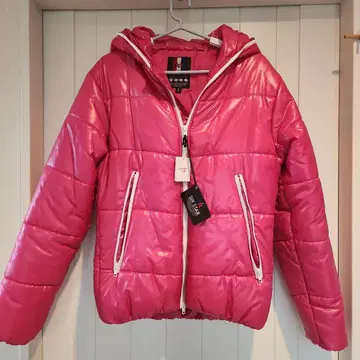 SIX STAR 후드 부착 핑크 다운 자켓