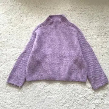 미라 오웬 보틀넥 알파카 혼방 골지 니트 풀오버 사이즈 1 라벤더