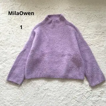 미라 오웬 보틀넥 알파카 혼방 골지 니트 풀오버 사이즈 1 라벤더