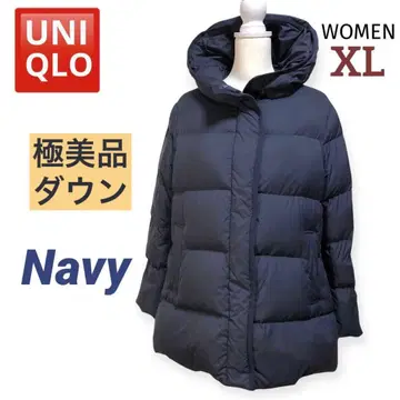 컨디션 최상 유니클로 파우더 필 다운 숏코트 네이비 XL