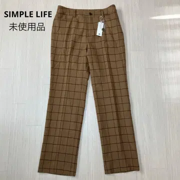 SIMPLE LIFE 심플 라이프 체크 무늬 울 테이퍼드 팬츠