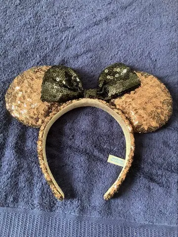 디즈니 미니 마우스 스팽글 머리띠 골드 블랙