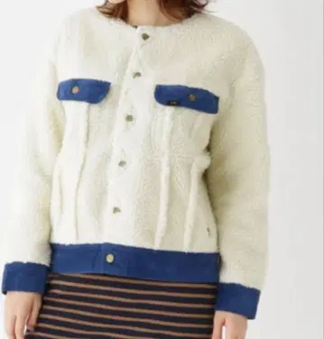 Lee 보아 데님 데님 자켓 노카라 자켓 블루종 L 사이즈