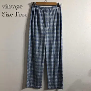 체크 팬츠 블루 vintage 레트로 스트릿 한국 패션