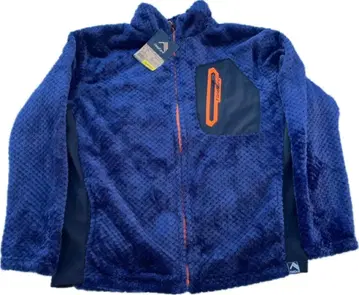 네이비 플리스 자켓 오렌지 악센트