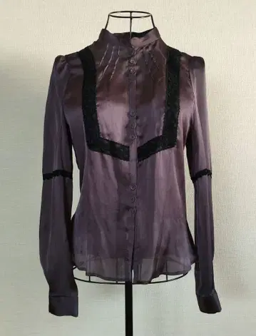 [ MATIERES ] 레이스 시어 퍼플 블라우스