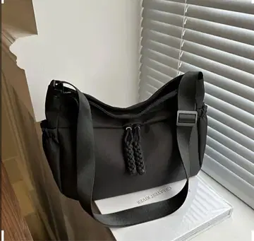 블랙 숄더백 뜨개질 장식 여성용 나일론