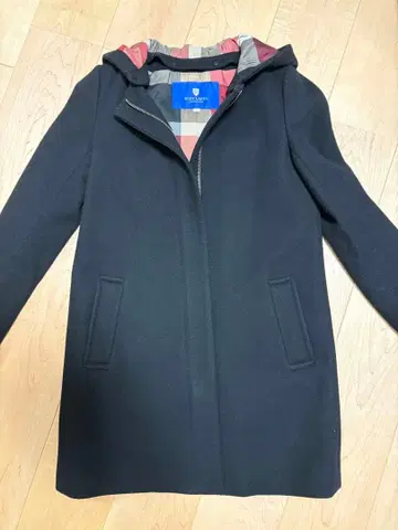 후드 부착 코트 블루 라벨