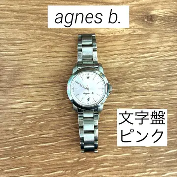 애니에스 베이 손목시계 스테인리스 밴딩 실버 다이얼 핑크