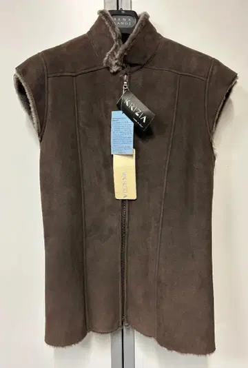 KRIZIA 브라운 슬리브리스 무스탕 베스트