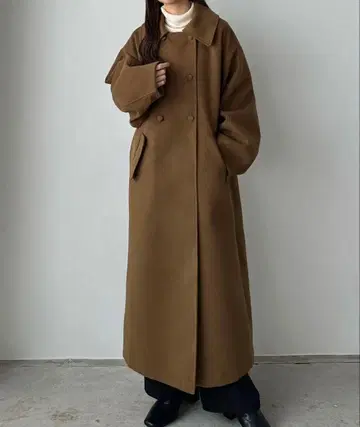 callautia 스텐 칼라 롱 코트 브라운 S