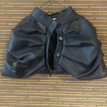 리얼 가죽 알파카 판초 블랙 개더 개성있는 스냅 버튼 이탈리아제