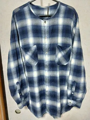 레어 EDIFICE 노카라 옴브레 체크 셔츠 그런지 y2k