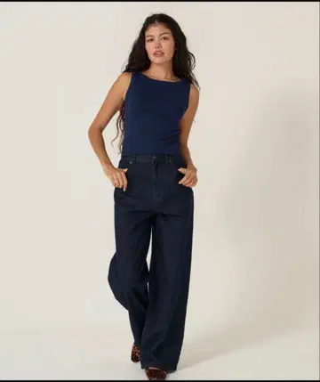 컨디션 최상 TINA: JOJUN 루즈 데님 팬츠 인디고 블루