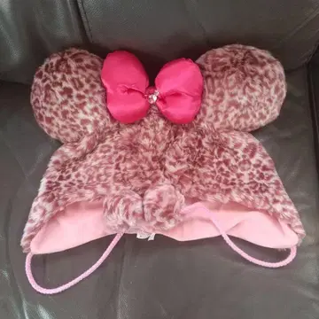 디즈니 핑크 표범 무늬 팬캡 미니 마우스