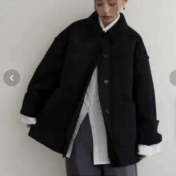 hellam 무스탕 보아 리버서블 코트 블랙