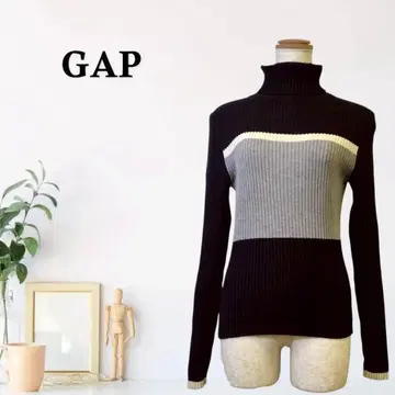 zG699 [ XS ] GAP 리브 니트 컬러 블록 모크넥