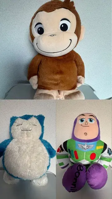 호기심 많은 조지, 잠만보, 버즈 라이트이어 봉제 인형 세트