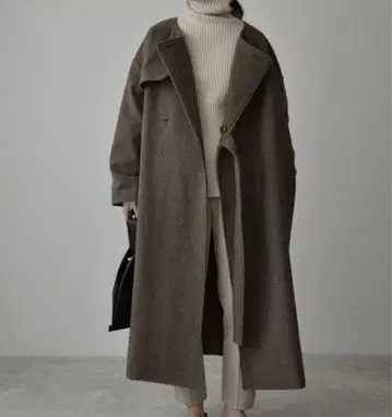 Lavish Gate 노카라 울 트렌치코트 롱 기장 일본제 카키
