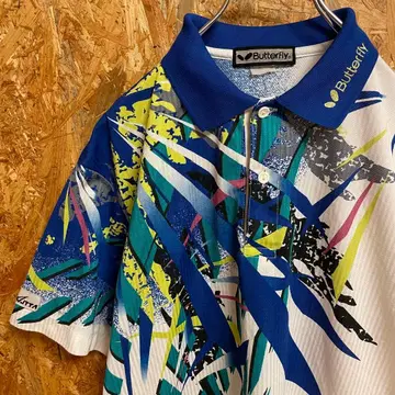 AE9185 Butterfly 반팔 T셔츠 화이트 블루 포스