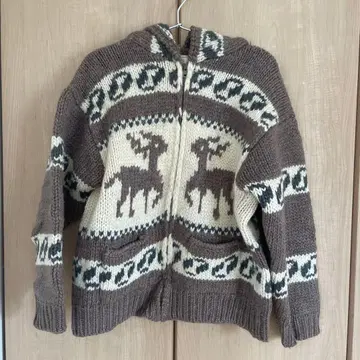 Craft Manly 후드 부착 사슴 패턴 니트 스웨터