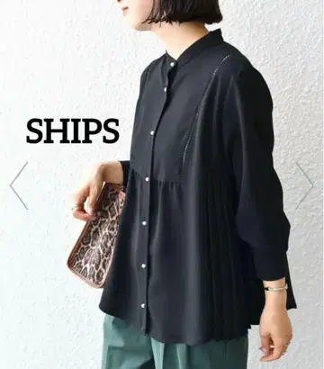 SHIPS 쉽스 스트레치 조젯 플리츠 블라우스