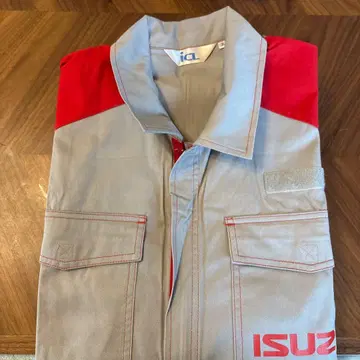 ISUZU 작업복 오버롤 그레이 레드
