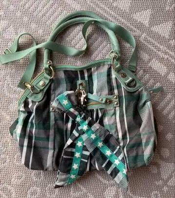 아노짱 새상품급 조지 지나 앤 루시 그린 체크 무늬 숄더백