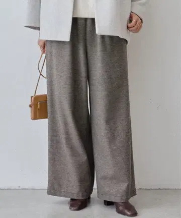 BEARDSLEY 허리 리브 기모 체크 팬츠