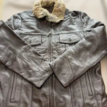 90s 다크 브라운 가죽 자켓 퍼 포함