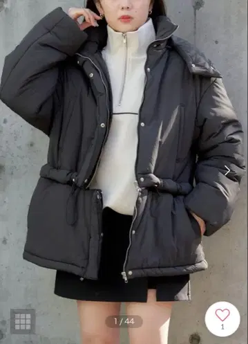 Chico 블랙 후드 부착 다운 자켓 세퍼레이트