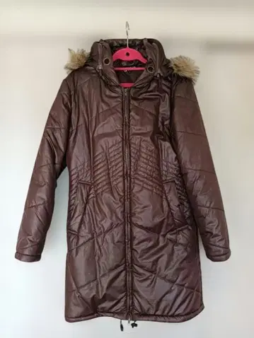 브라운 퍼 퀼팅 다운 자켓