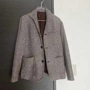 브라운 헤링본 테일러드 자켓