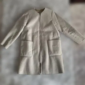 BEAMS HEART 베이지 인조 모피 롱 코트