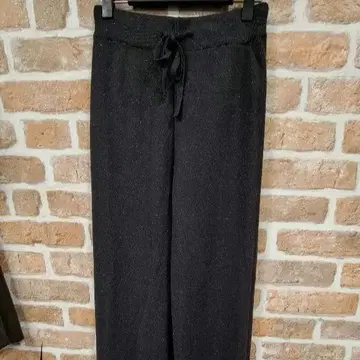 [ 속기모 ] 라메 믹스 스트레치 따뜻한 와이드 팬츠 블랙