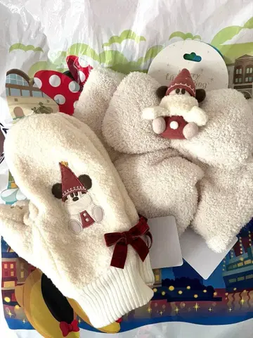 리루린린 도쿄 디즈니 리조트 머플러 미튼 장갑 크리스마스