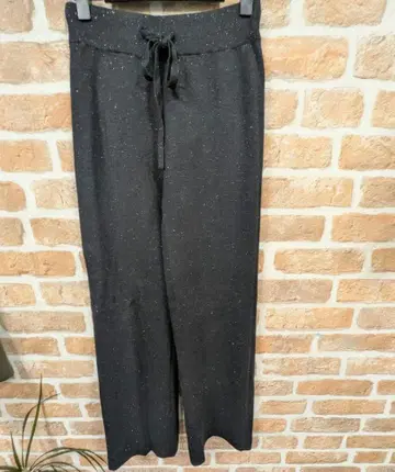 [속기모] 라메 믹스 스트레치 따뜻한 와이드 팬츠 그레이