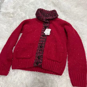 미사용 as know as pinky 니트 가디건 빨간색 프리 사이즈