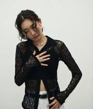 Lutim by u 긴팔 시어 레이스 셔츠