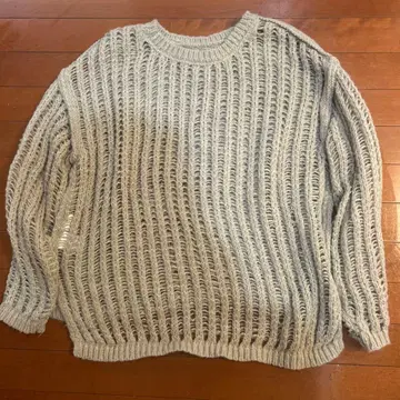 오픈 웨이브 편직 니트 스웨터