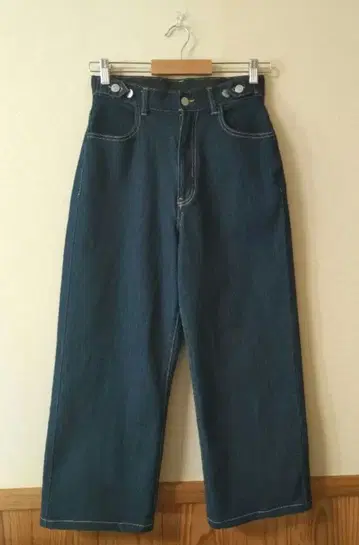 다크 블루 와이드 레그 데님