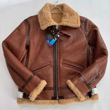 레어 택 포함 미사용 새상품 B-3 무스탕 자켓 L 사이즈 양가죽 브라운