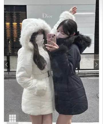 GRL 벨트 포함 퍼 다운 코트[kd13]