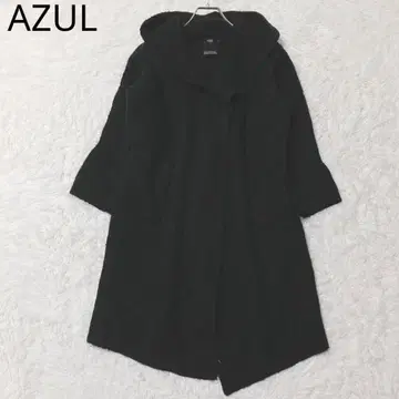 아즐 롱 코트 후드 부착 깔끔한 캐주얼 블랙 L 사이즈