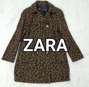 ZARA 레오파드 무늬 더블 브레스트 롱 코트