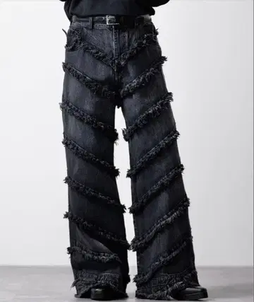 CLEL 하드 프린지 데님 팬츠 XS 사이즈