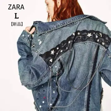 새상품 ZARA 데님 자켓 G 스터드 별 체인 Y2K